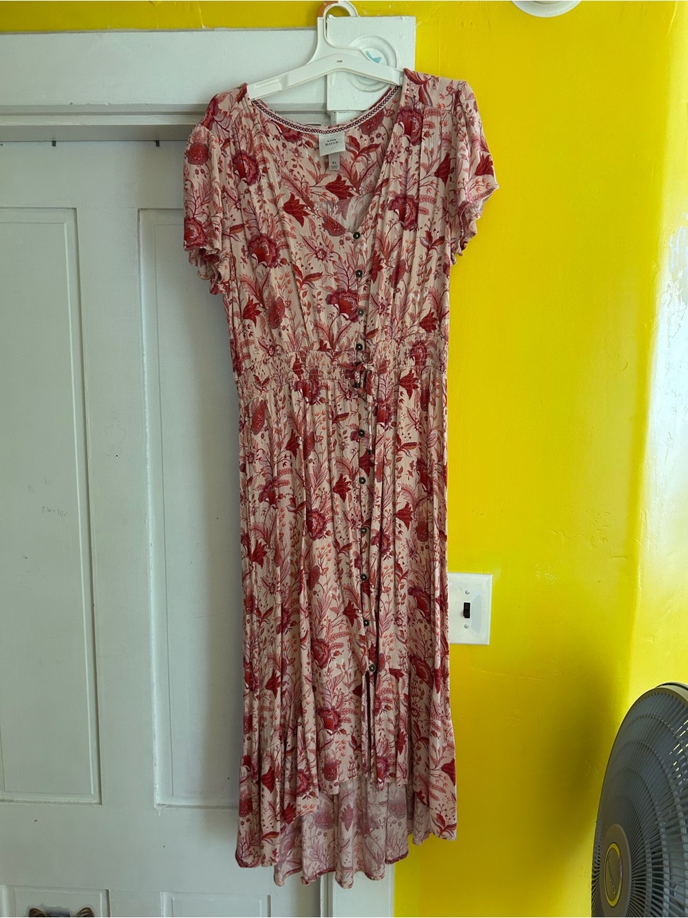 Knox Rose Rose-Pink Floral Button-Front Midi Dress